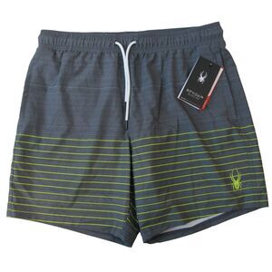 Spyder Swimsuit Boardshorts‎ Men's XL Gray Striped Drawstring Summer Beach